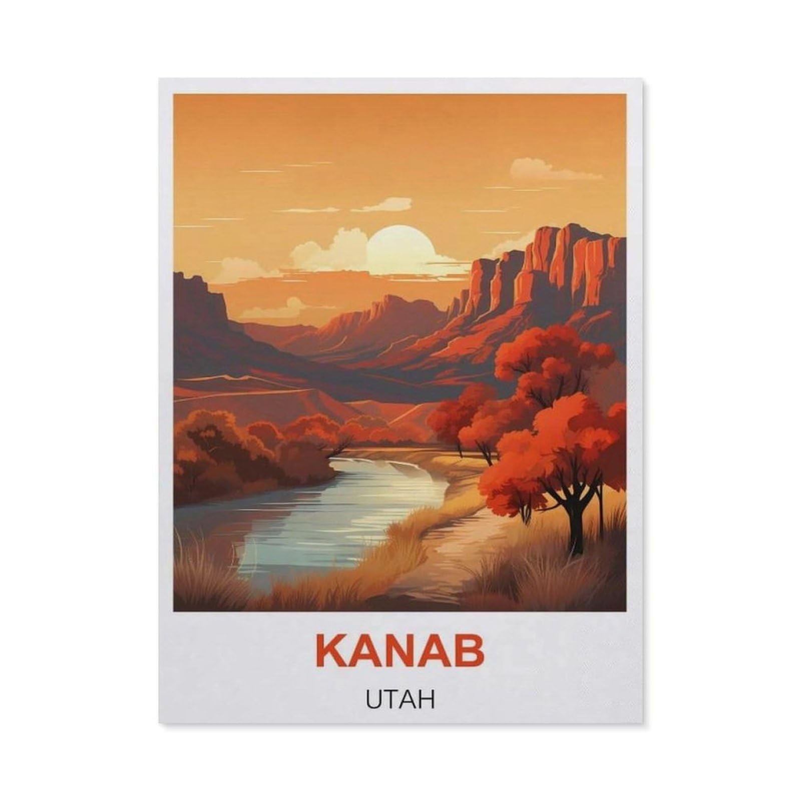 BEAYODKP 5D Diamond Painting Set for Adults and Children，Kanab Utah Vintage Travel Poster，DIY Diamond Crystal Rhinestone Embroidery Painting（40 x 50 cm/15.74 x 19.68 inches）-BZ84
