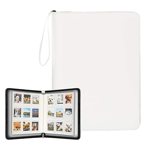 540 Pockets Photo Album for Fujifilm Instax Mini Camera, Leather Cover, Photo Album for Instax Mini 12 11 9 40 90 8 7 Evo LiPlay Instant Camera, 2x3 Photo Albums (White)