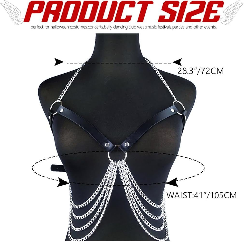 Amazon.com: REETAN Chest Chain Harness Gothic Rave Leather  display picture 1