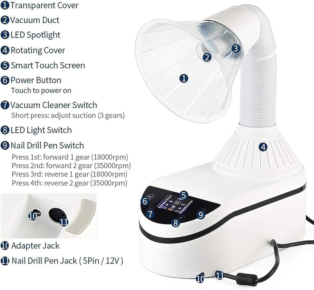 Professional 2 in 1 230W Nail Dust Collector Electric Nail Drill Machine (Vacuum Cleaner)