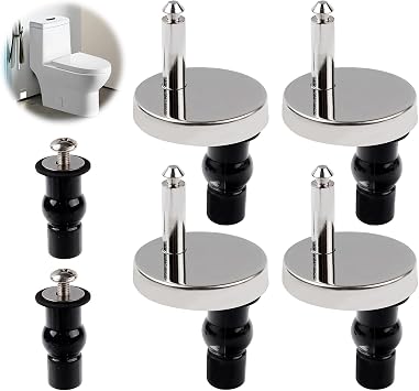4 Pack Quick Release Toilet Seat Fixings, Universal Toilet Seat Hinge Fittings Replacements, Toilet Seat Hinges for WC Toilet Blind Holes with 2 Pcs Screw Kit