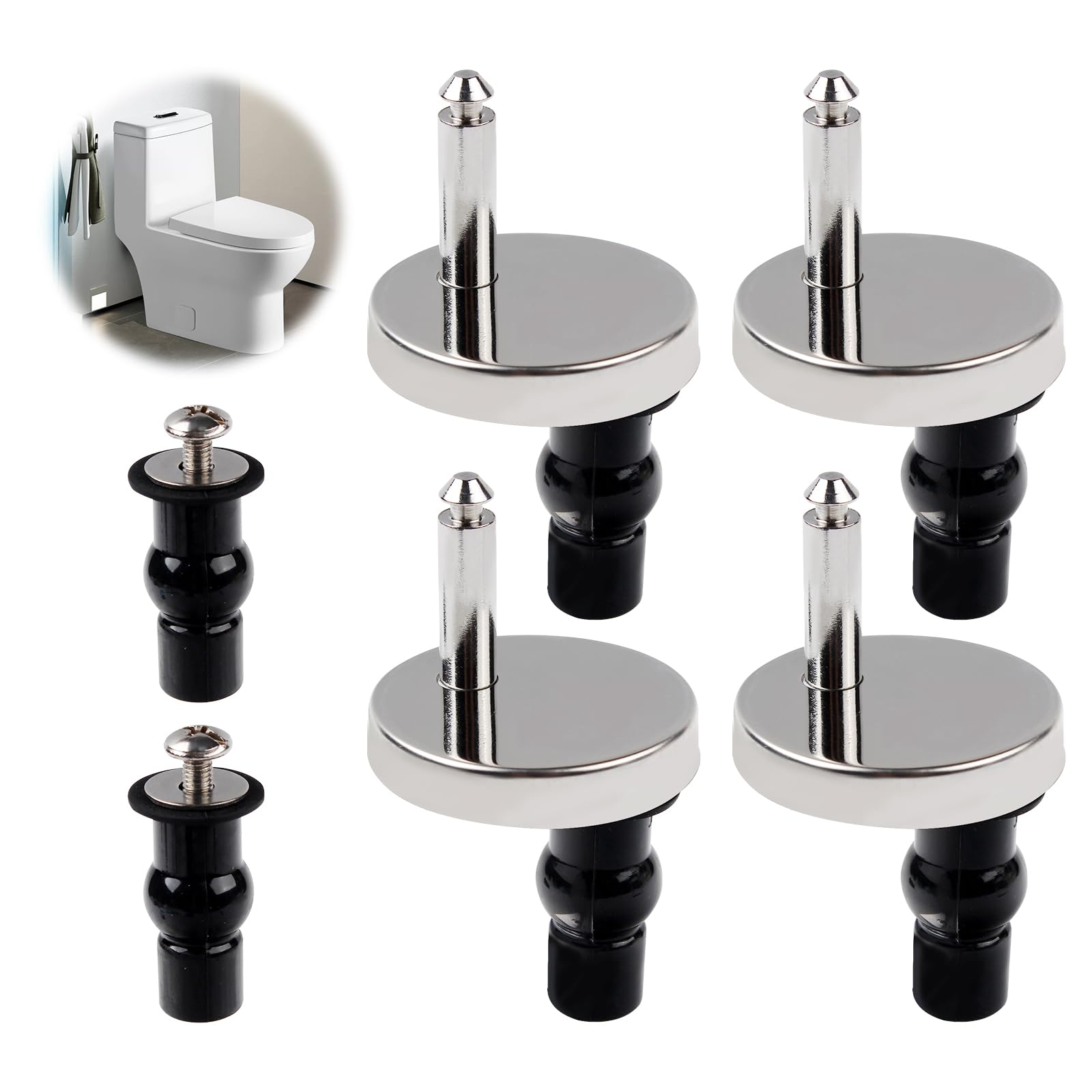 Stainless Steel Hinge Fixing Kit Replacements,Toilet Seat Fittings Fixings, Replacement Hinge with Fittings and Repair Parts, Enhanced Durability Back Replacement Hinge for Toilet (Upgraded Version)
