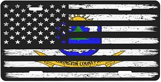 US and Flag of Washington County, Maine License Plate Novelty Metal Plate Vanity Tag Aluminum Car Front License Plate Decor 6x12 Inch