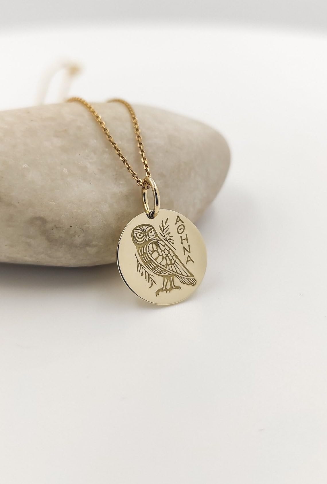 Collana con ciondolo a forma di gufo Atena color oro |WW_NLC_00730