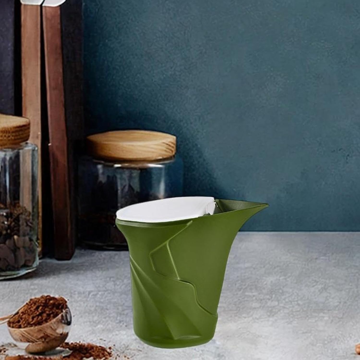 Coffee Pot, Silicone Camping Kettle 360ml Birthday Gifts Hand(Green)