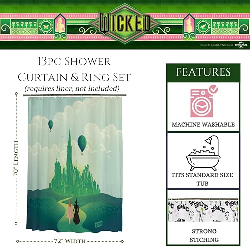 Miniatura 60 de Franco Juego de cortina de ducha y anillos de 13 piezas de Peanuts (producto 100% oficial)