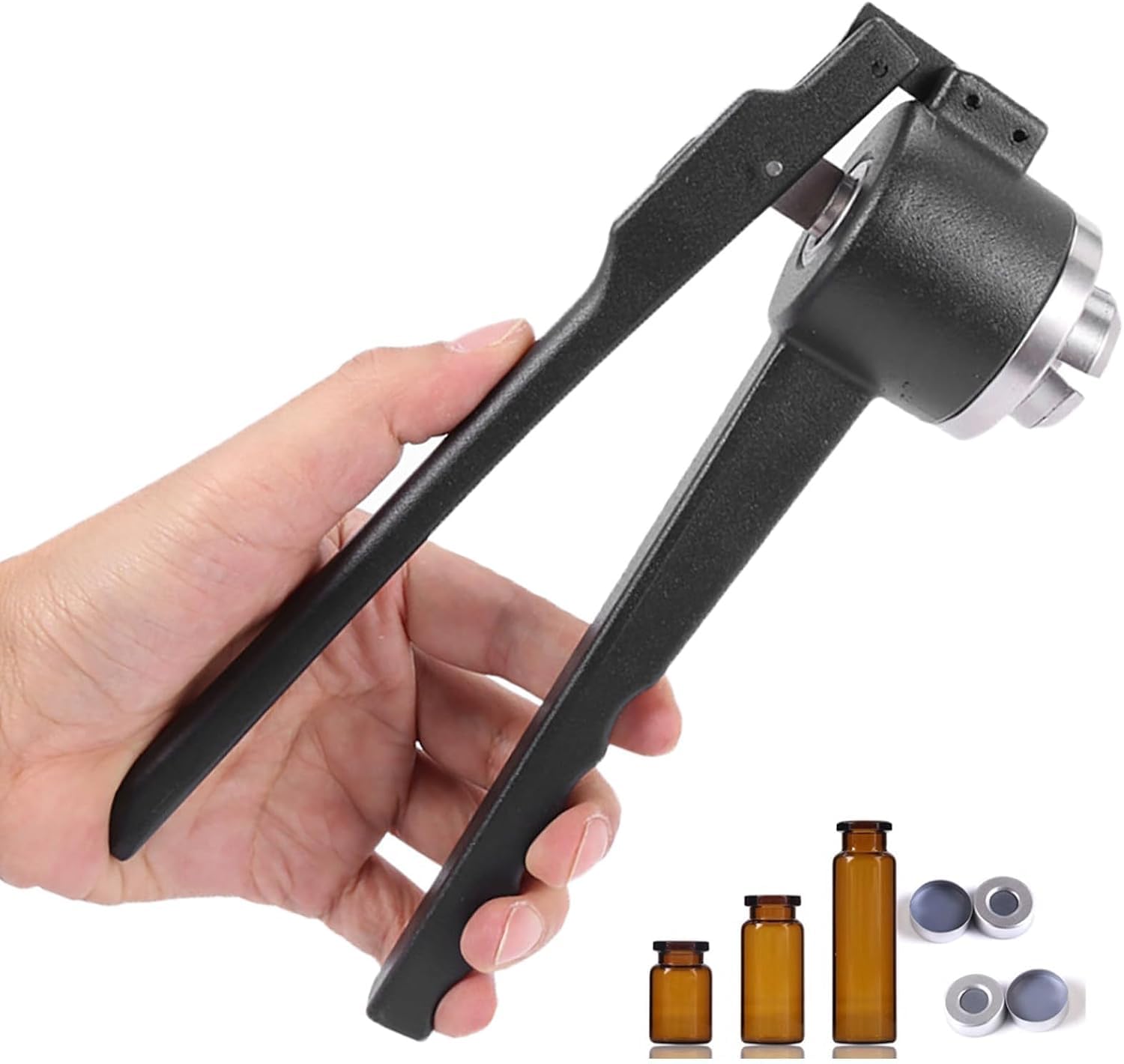 Crimpatrice Manuale Per Fiale, Macchina Sigillatrice A Scatto Per Tappi In Alluminio, Ideale Per Flaconi Con Spazio Di Testa Da 8 A 32 Mm E Fiale Di Soluzione Fisiologica. Null 26mm