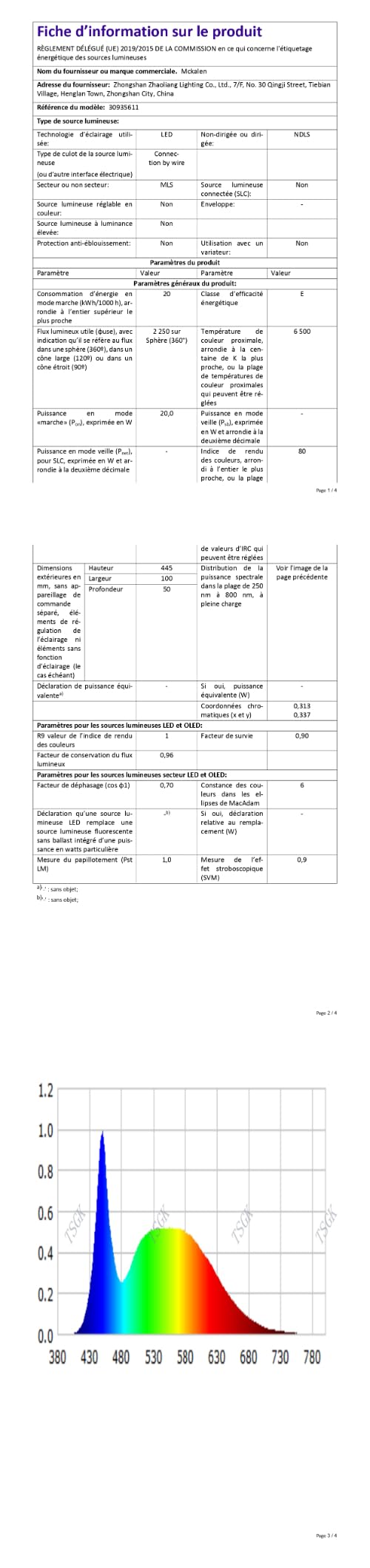 Applique LED da Parete Interno 2 Pezzi, 20W 2250LM Moderno Lampada da Parete LED, 44.5CM Bianco Lampada a Muro per Camera da Letto Bagno Soggiorno Scale Corridoio, Bianco Freddo 6500K