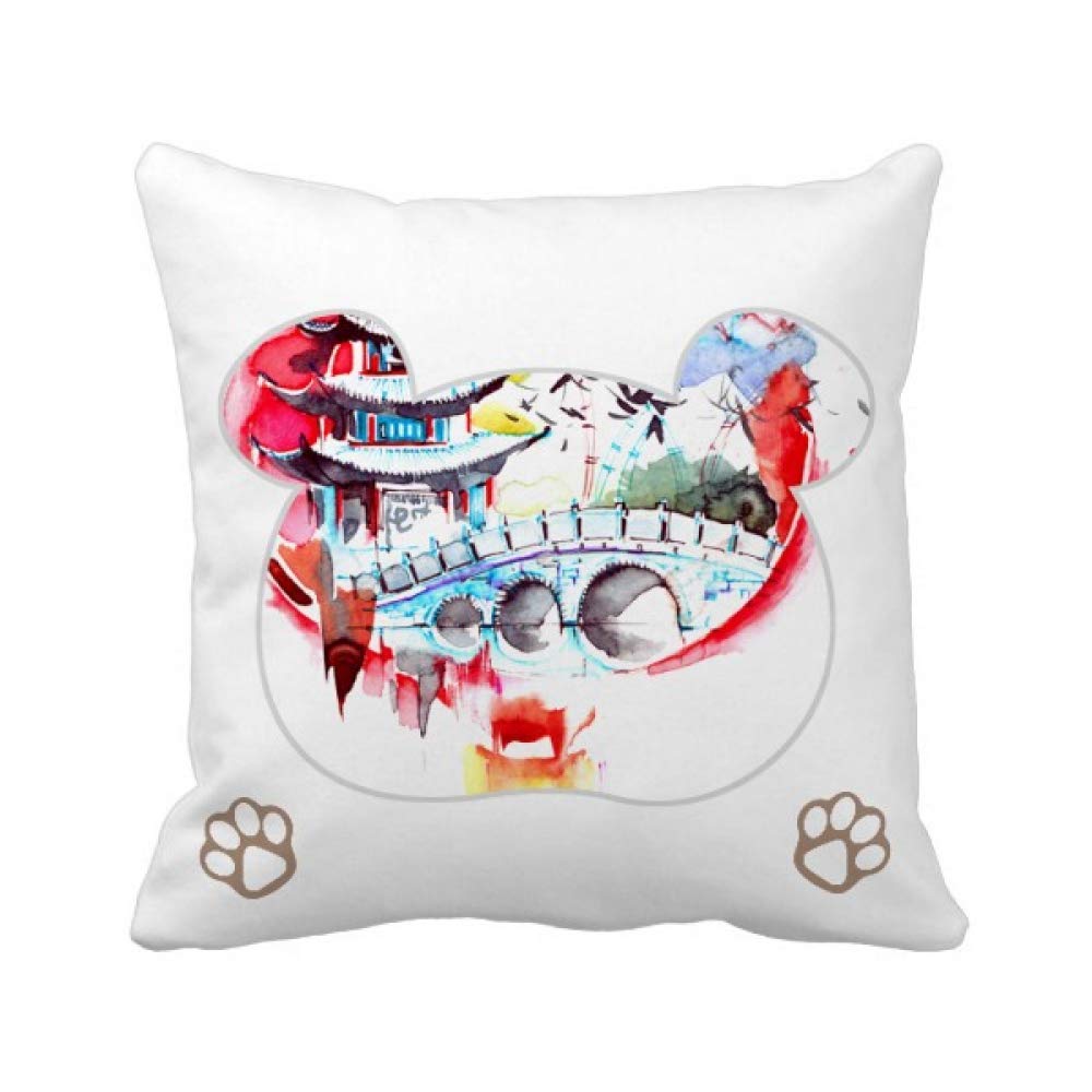 Housse de coussin carrée ours chinois décoration salon tendance