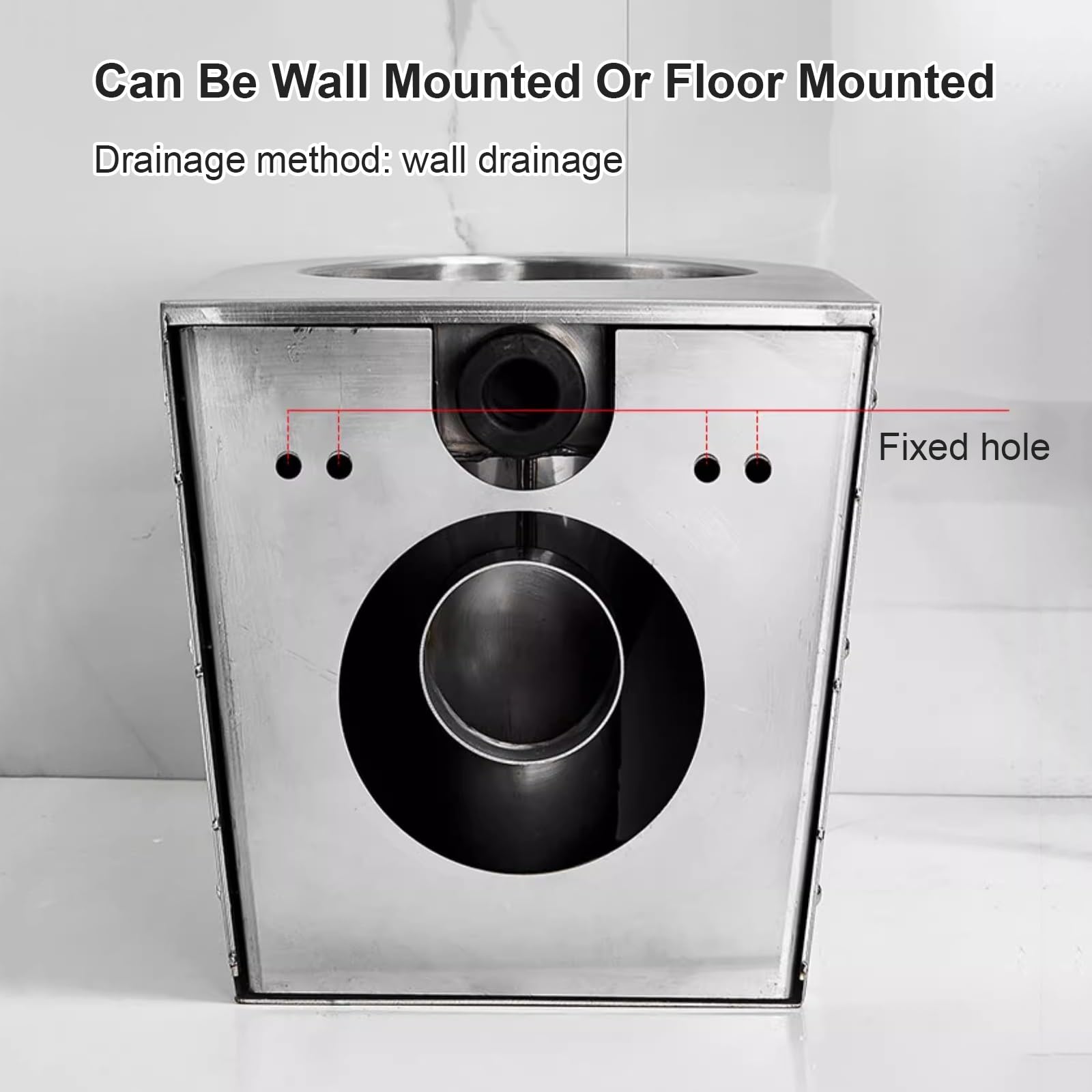 Inodoro de doble descarga de acero inoxidable 304 con tanque de agua de sifón de 6 litros, grado comercial, para el hogar, escuela, centro comercial, baños, diseño integrado que ahorra espacio