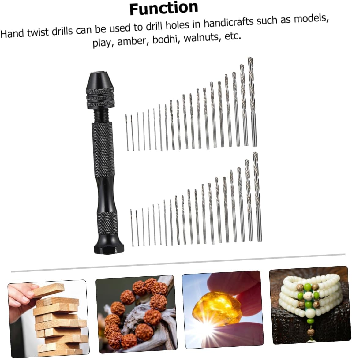 1set Hand Drill Drill Bits Precision Woodworking Tool for Jewelry Making and Crafts for Drilling and Beads