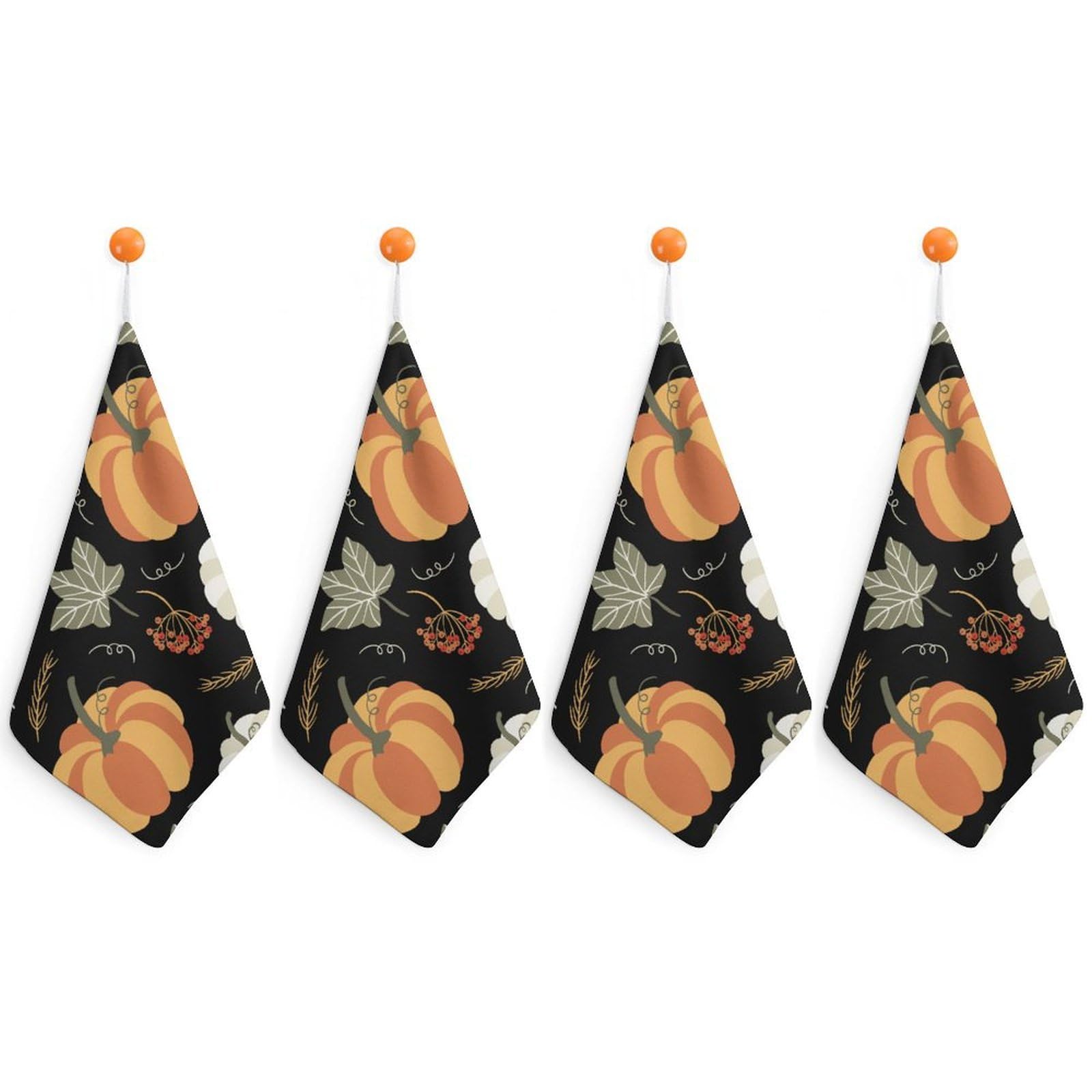 LEDFCVSU 4 Piece Hanging Hand Towels, Autumn Pumpkin Leaves Small Dry Hand Towel for Kitchen Bathroom