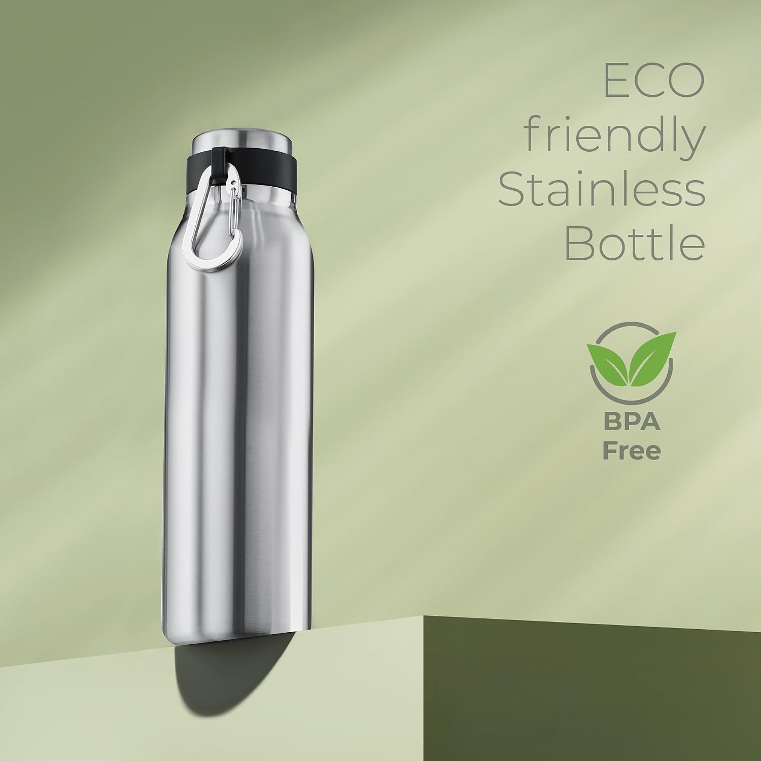 SipX™ 20 oz Stainless Steel Insulated Water Bottle with Leakproof Lid & Carry Hook – Triple Insulated – Cold 24 Hours/Hot 12 Hours – Perfect for Gym, Work, Sports, Travel – Stainless