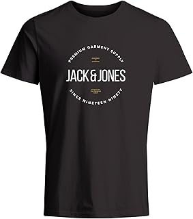 تيشرت بلاستون برقبة دائرية وأكمام قصيرة للرجال من جاك اند جونز