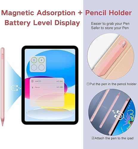 Miniatura 34 de Lápiz óptico para iPad 2018-2025 con rechazo de palma, Apple Pencil para Pad11ª/10ª/9ª/8ª/7ª/6ª generación, iPad Pro 11/12.9 pulgadas, nuevo iPad