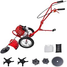 49CC 2-in-1 Weeder, 2-Stroke Hand-Push Lawn Mower, 1.8kw Gas Powered Weeding Machine for Yards, Garden, 11.02in Cutting Width, Single-Cylinder Air-Cooled, 7000R/Min