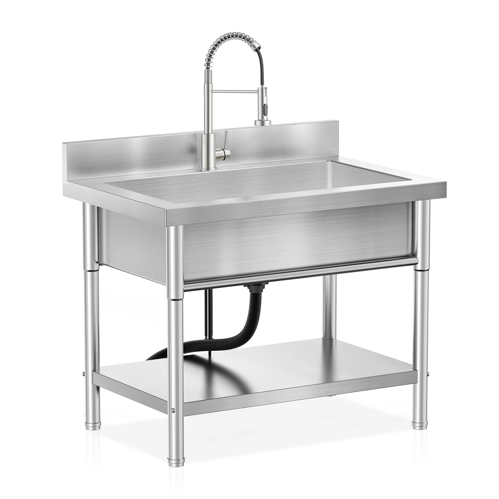 Stainless Steel Utility Sink, 40" Deep Single Bowl Laundry Sink