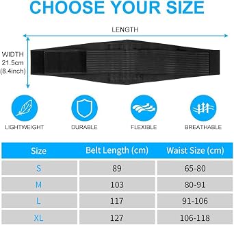 ACWOO Lower Back Support Belt, Adjustable Lower Back Support Lumbar Brace with 6 Support Stays, Double Pull Lumbar Back Brace for Scoliosis & Sciatica Pain Relief, Men and Women (M)