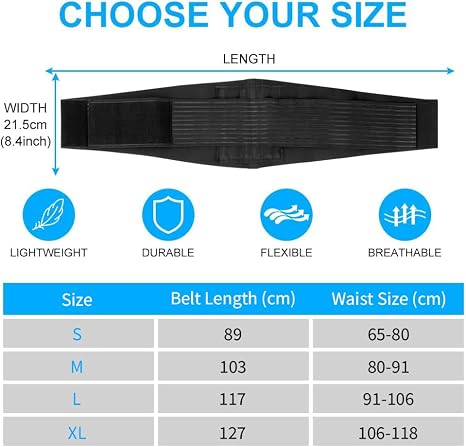 ACWOO Lower Back Support Belt, Adjustable Lower Back Support Lumbar Brace with 6 Support Stays, Double Pull Lumbar Back Brace for Scoliosis & Sciatica Pain Relief, Men and Women (M)