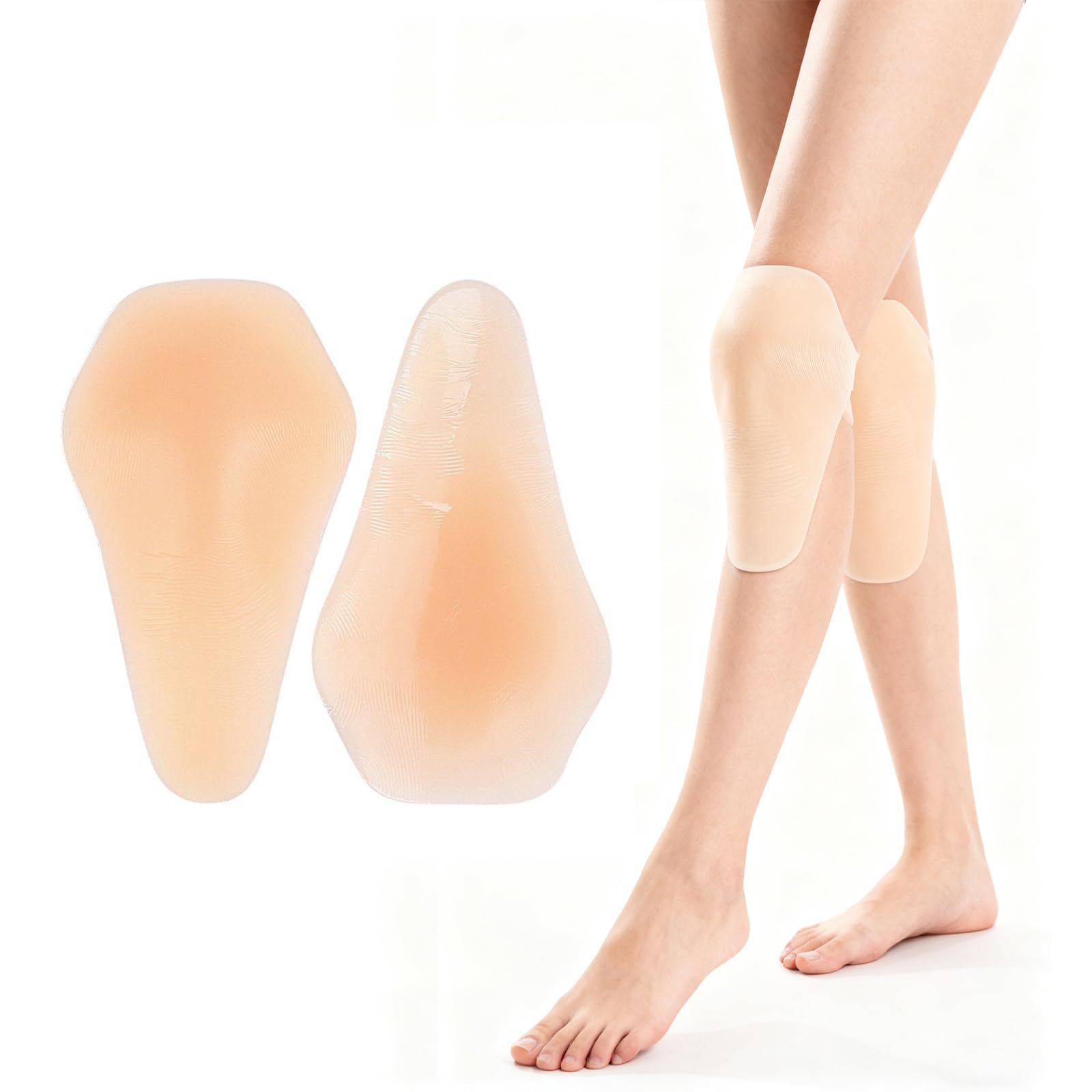 1 Pair Silicone Nude Knee Pads, Adhesive Thin Knee Pads for Dancers, Skateboard, Skating, Skate, Football, Cycling, Workout, Knee Protection for Women Men