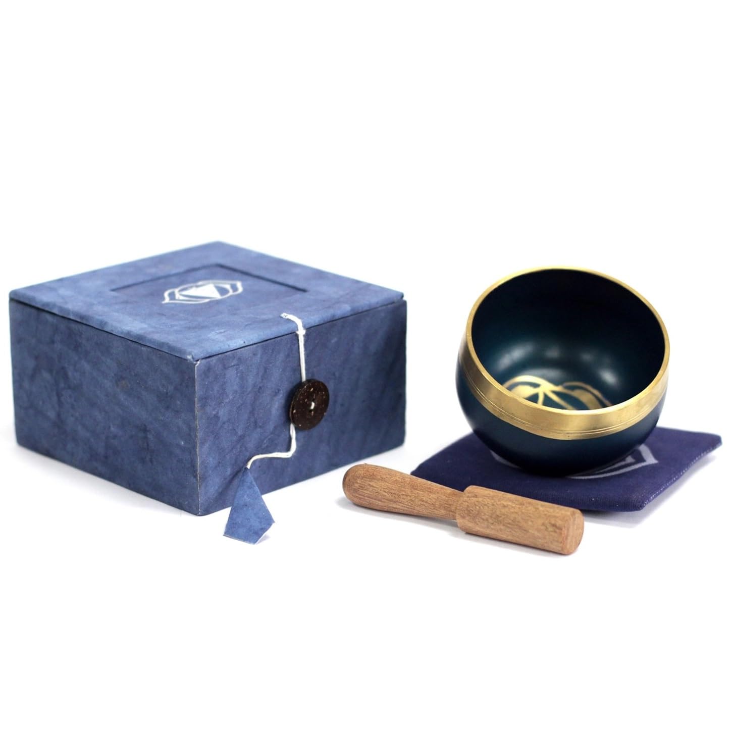 Chakra Singing Bowls with Wooden Striker & Cushion Gift Box Set, Third Eye Chakra, 8cm
