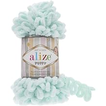 Alize Puffy Baby Blanket - Lot of 5 Super Chunky Bulky Worsted Yarn Skeins 500gr, 50yds - 100% Micropolyester Soft Yarn for Hand Knitting