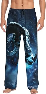 Celestial Ram Night Sky Print Adult Sleep Lounge Pajama Pants,Super Soft Men Pajama Bottoms With Pockets Drawstring
