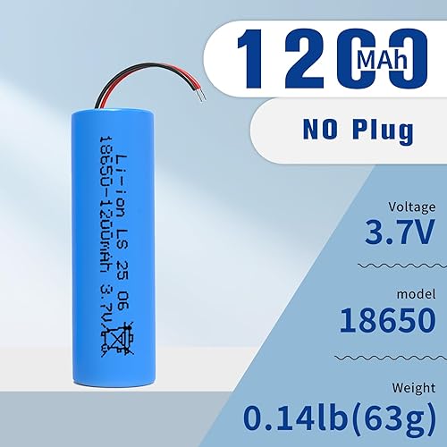Miniatura 3 de Batería recargable de iones de litio de 3.7 V 1200 mAh, baterías de iones de litio de 3.7 voltios sin conector, paquete de batería recargable 18650