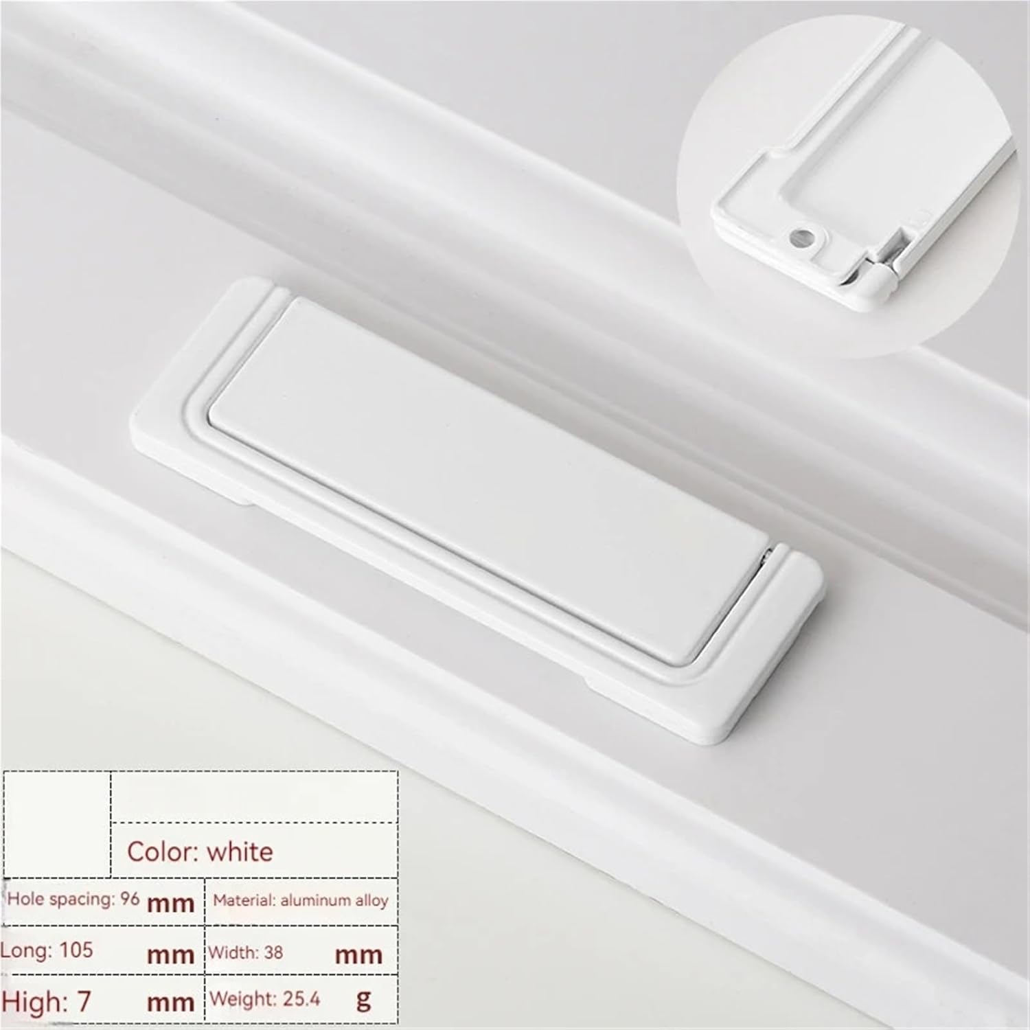 Flat Concealed Buckle Drawer Cabinet Handle Invisible Gusset Furniture Hardware Aluminum Alloy 1Pcs(A)