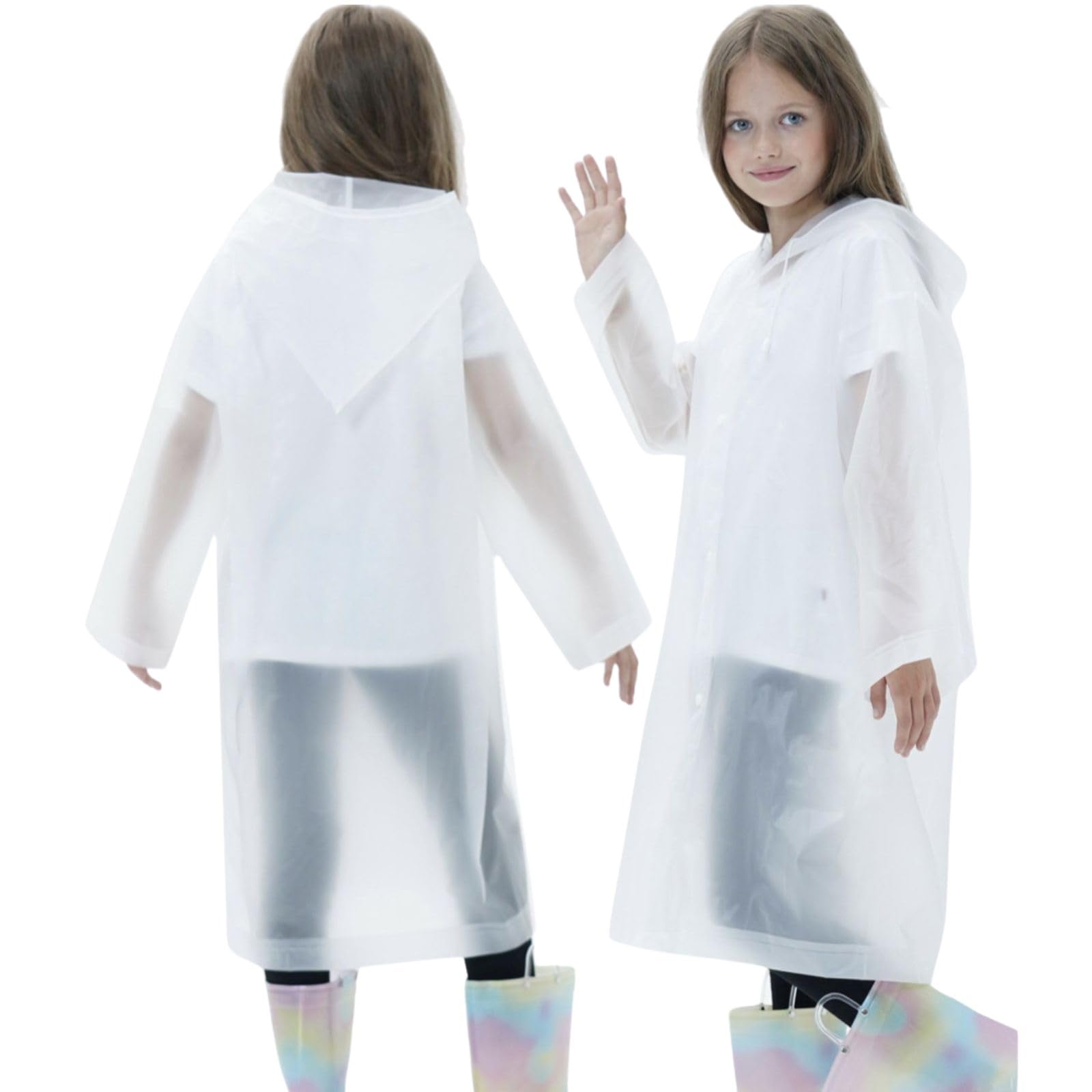 Chubasquero Niño. Chubasquero Niña Impermeable. Altura niño o niña entre 120-150 cm. (FR/ES, Edad, 5 años, 10 años, Regular, Blanco)