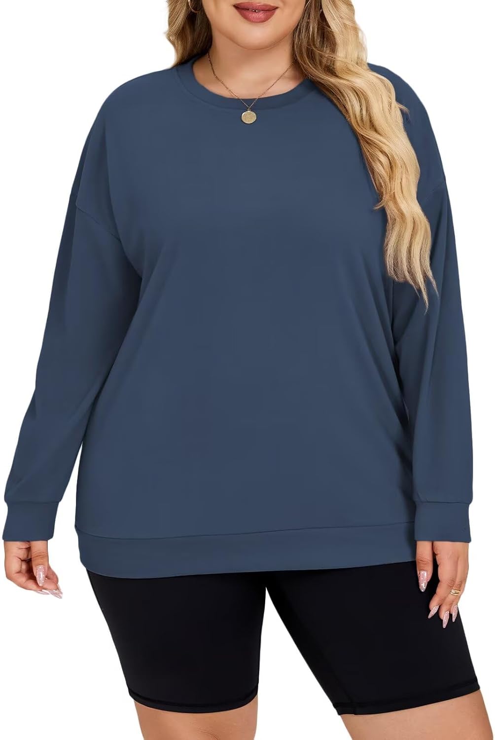 DOLNINE Womens-Plus-Size-Tops Fall Oversized Long Sleeve T Shirts Casual Crewneck Pullover Sweatshirts Soft Loose Fit Tunic - Image 2