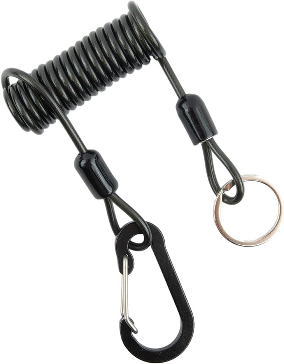 Fishing Missed Rope Lanyard with 7-Strand Steel Wire, Anti-Loss Coil Lure Pliers, Fishing Rods & Reels – 1.2M/2M, 29g, Black(1.2M)