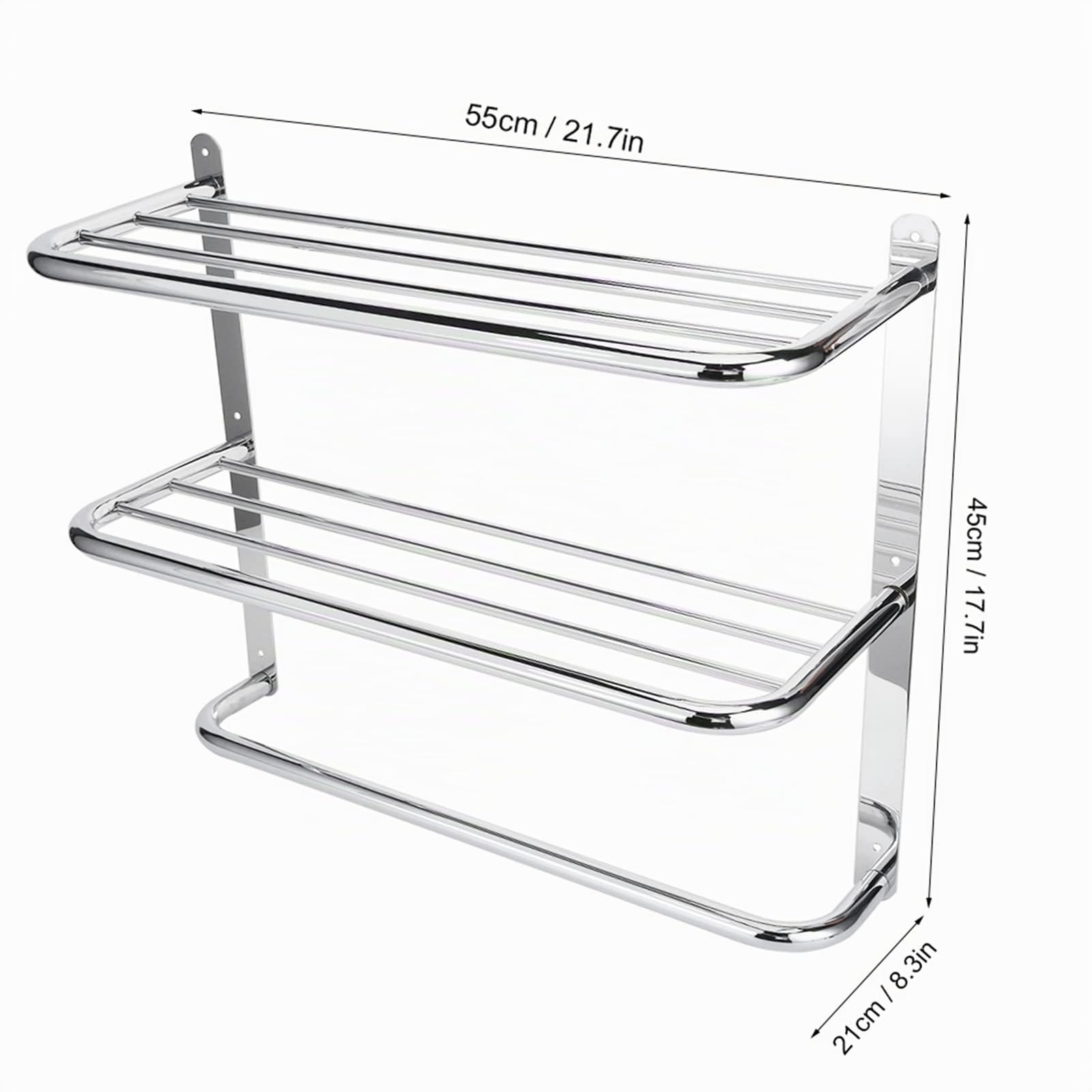 Aramox Toallero de Acero Inoxidable, Toallero Multifunción de Pared con 3 Niveles, Perfecto para Almacenamiento en Baño y Cocina, Tamaño 55X45X21cm