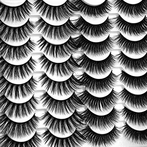 5D Cat Eye Lashes Fluffy Natural Volume False Eyelashes Pack 15MM Medium Faux Mink Lashes 16 Pairs by Calphdiar