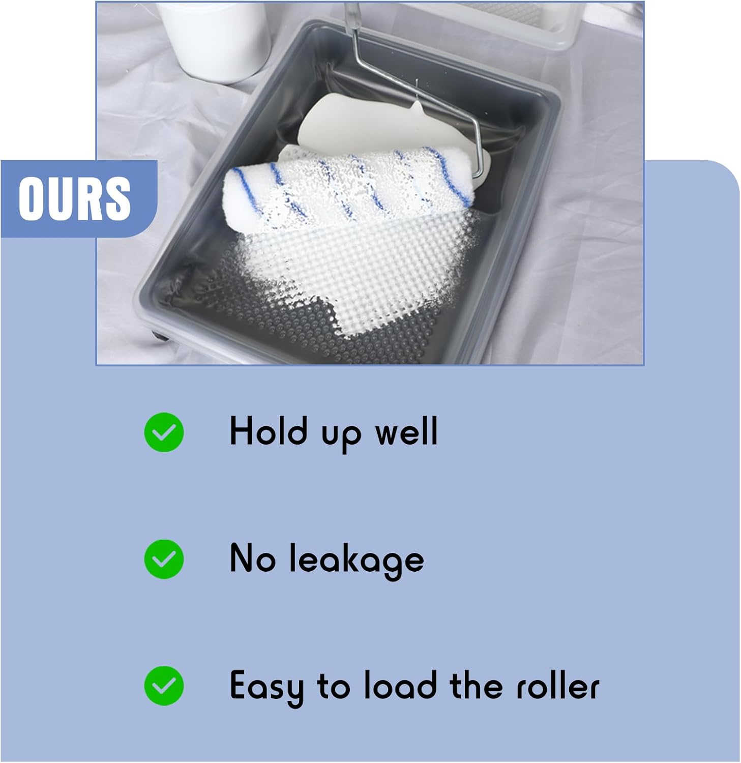 Geelin 80 Pcs Paint Tray Liner 9 Inch Pans White Roller Disposable Plastic Paint Tray with Textured for Painting Walls, Compatible with Most Rollers