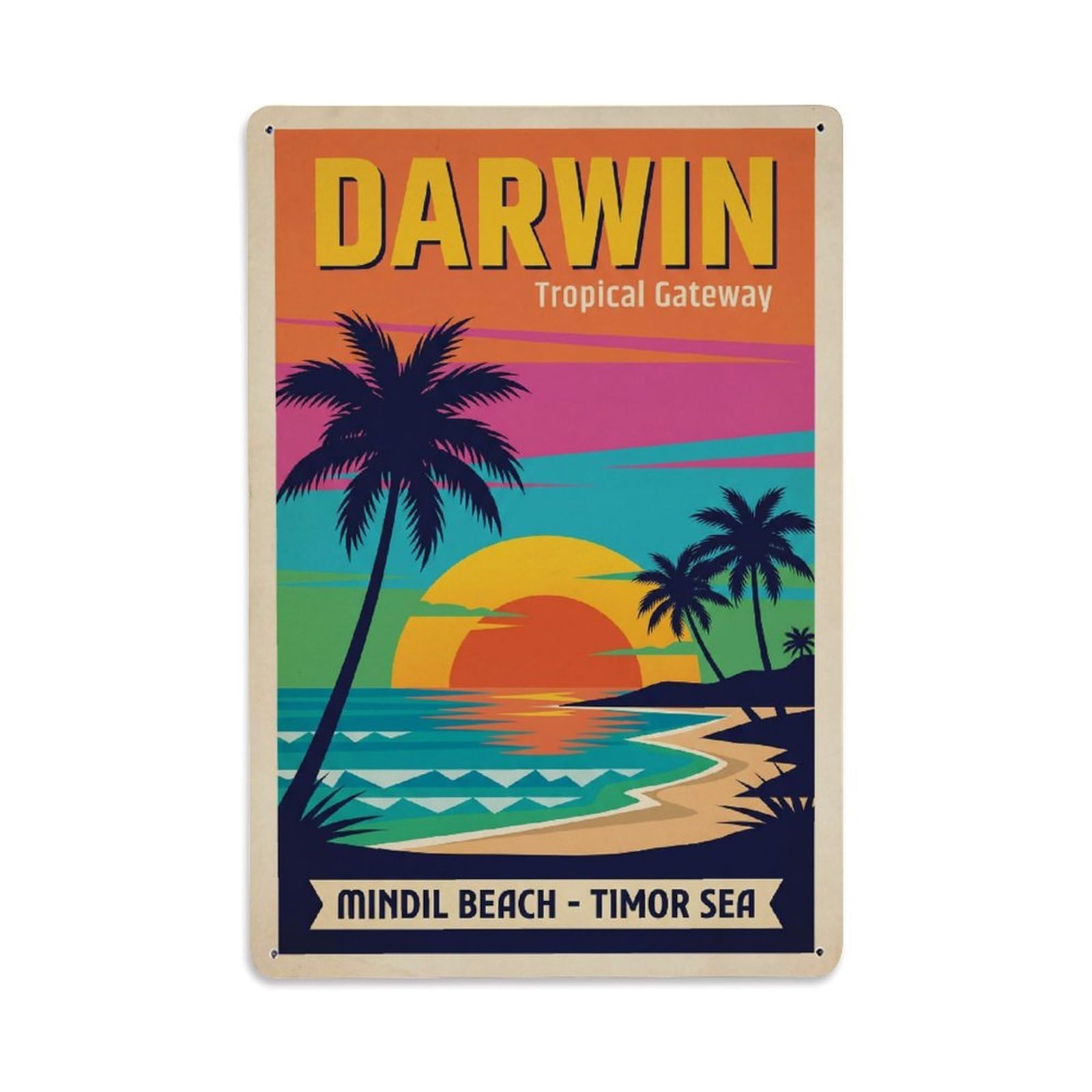 Metal Tin Sign Australia Darwin Retro Travel