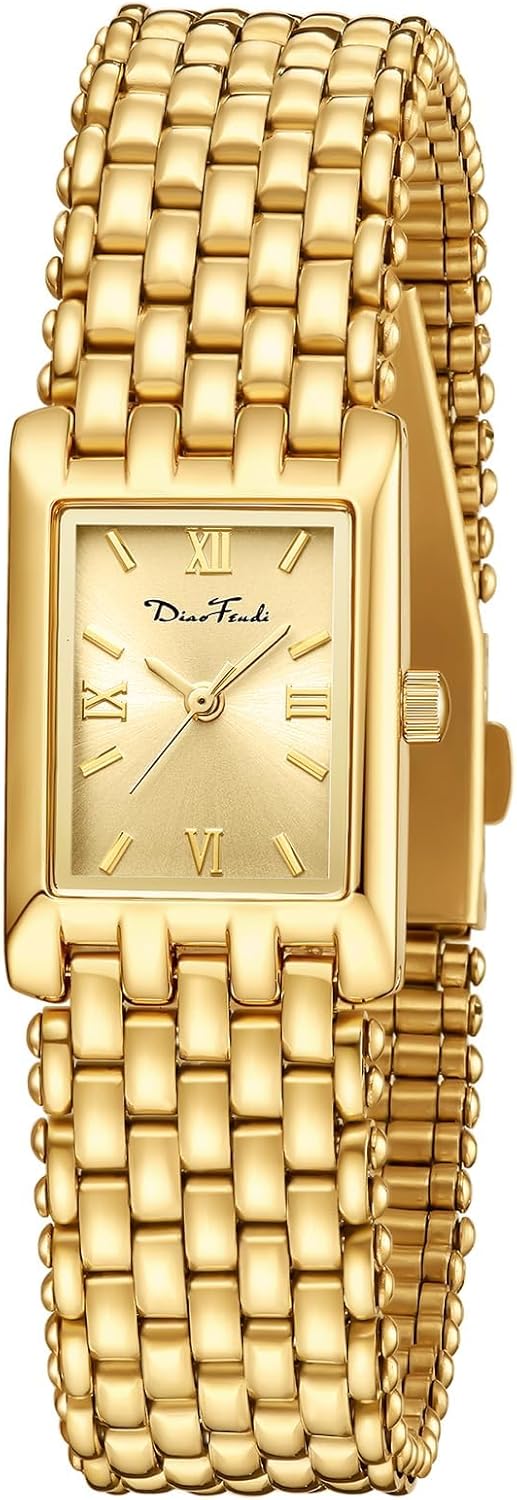Diaofendi Gold Watches for Women Luxury Ladies Quartz Wrist Watches Stainless Steel Bracelet,Vintage Fashion Womens Watch,Bracelet Adjustment Tool Included,Water Resistant