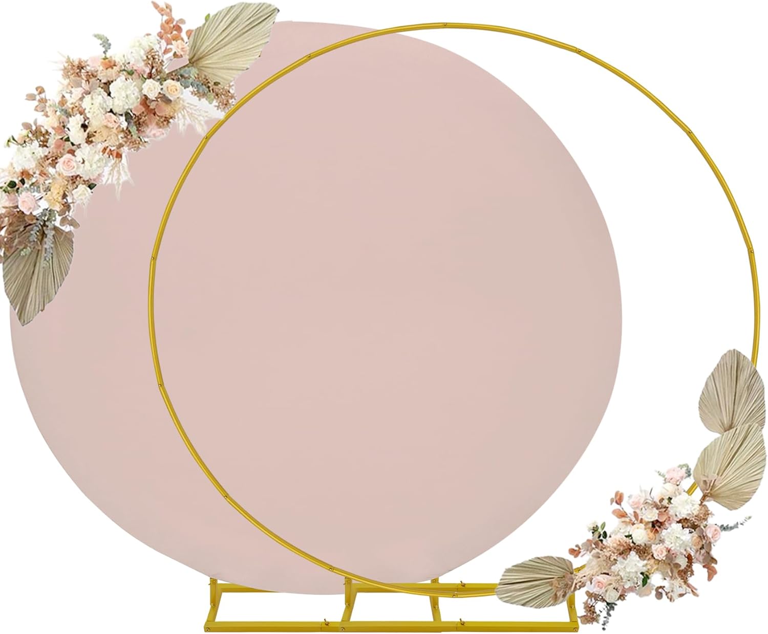 6.6ft Round Backdrop Stand and Cameo Brown Covers 1 Stable Balloon Arch Stand with Base and 1 Polyster Circle Arch Cover Metal Wedding Arch Backdrop Stand Frame for Party Baby Shower Garden Decoration 6.6 FT Cameo Brown