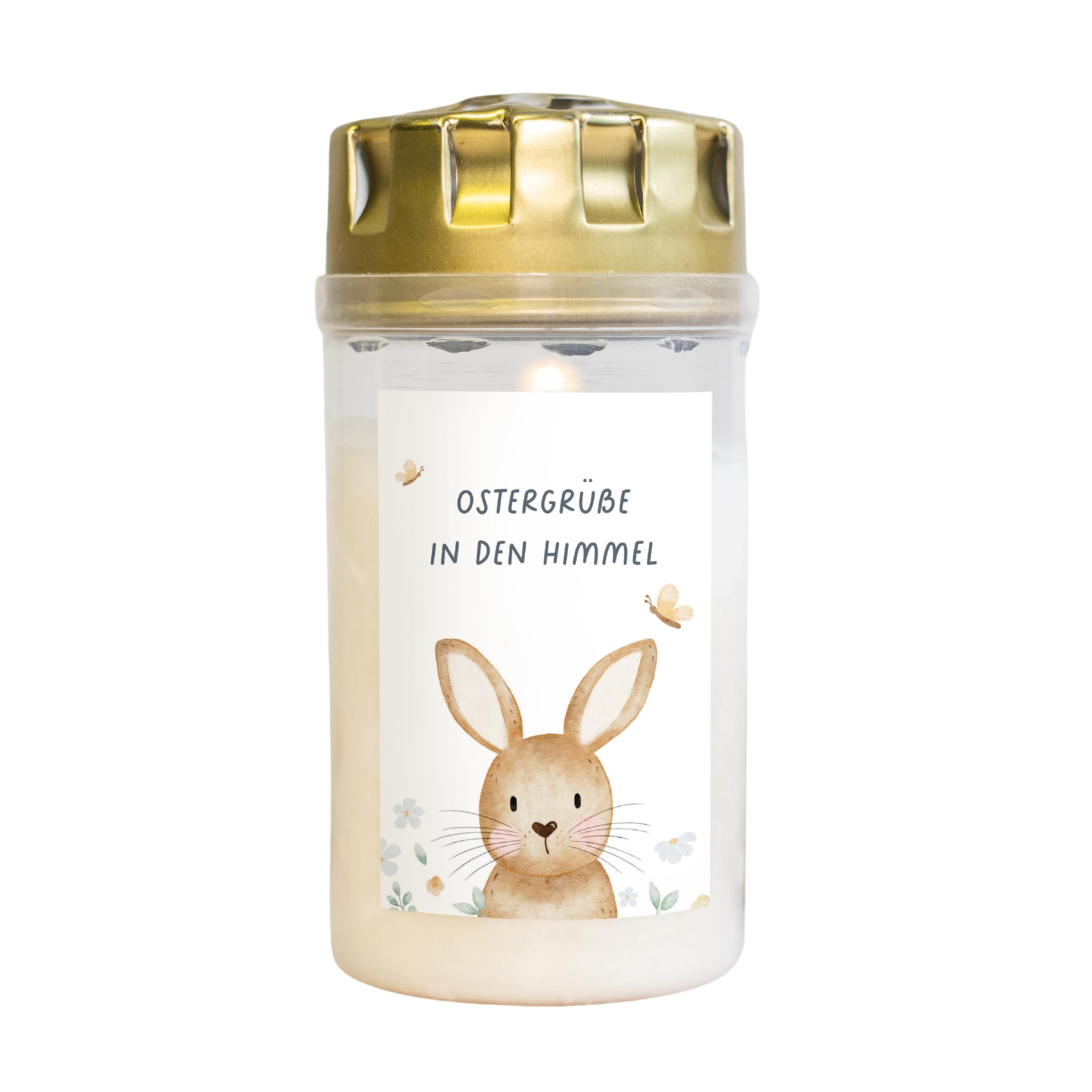 1x Grabkerze Grablicht "Ostergrüße" | Friedhofskerze Ostern | Kerze Friedhof Mama Papa Oma Opa Sternenkind | Grabkerzen