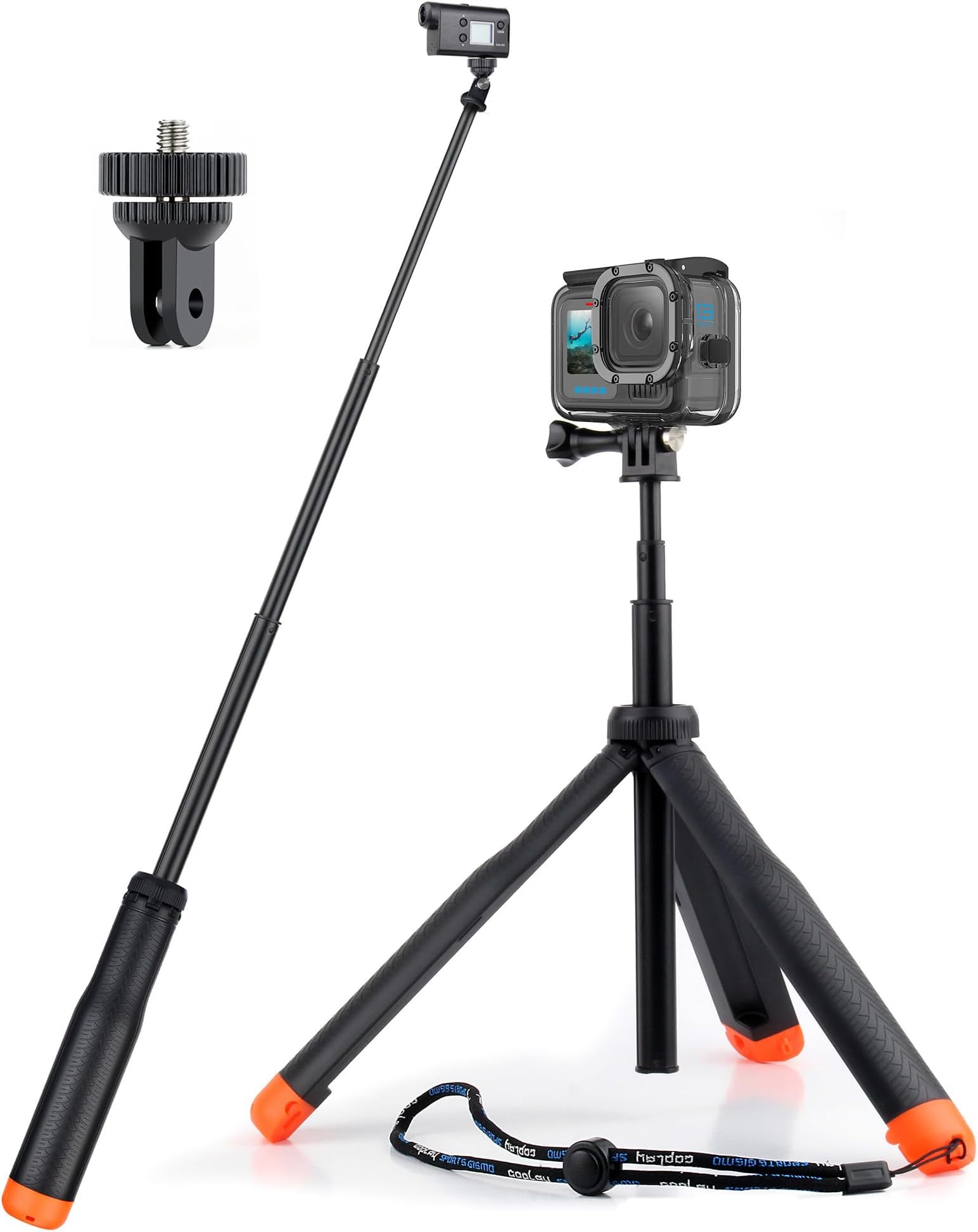 Floating Selfie Stick Underwater Hand Grip for GoPro Hero 13, 12, 11, 10, 9, 8, Insta360 Ace Pro 2, DJI OSMO Action 6 5 Pro 4 3 and Most Action Cameras Waterproof Tripod Extendable Monopod