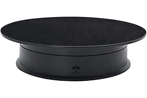 Motorized Rotating Turntable - Automated 360 Degree Rotating Display Stand (Black Base + Suede)