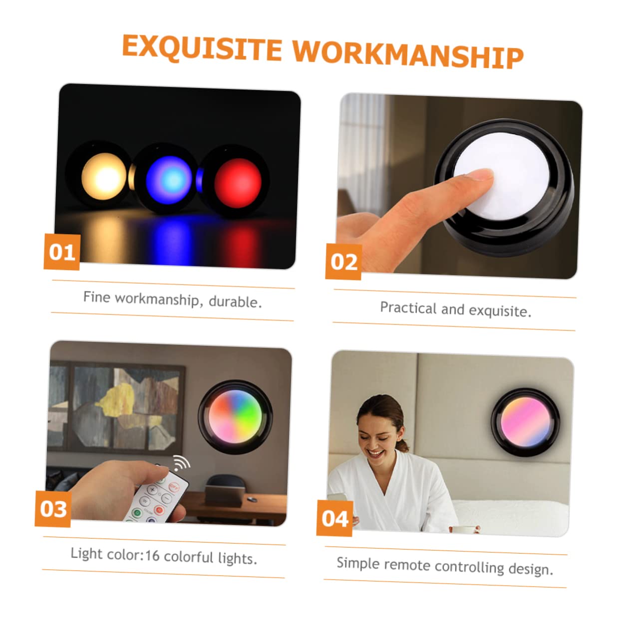 Lampka nocna do szafki LED, 6 sztuk, pilot zdalnego sterowania, nastrojowa, zasilana bateriami, łatwa instalacja, bezprzewodowa