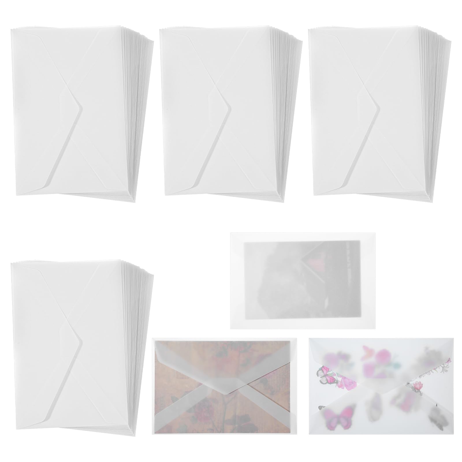 80 PCS Vellum Envelopes, Translucent Envelopes, Premium Glassine Envelope Designed as Elegant Plain Cards and Envelope for Wedding Invitations and Creative Projects