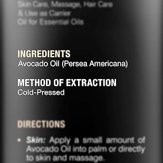 Majestic Pure Avocado Oil for Hair and Skin - 100% Pure and Natural, Cold-Pressed, for Skin Care, Massage, Hair Care, and Carrier Oil to Dilute Essential Oils, 470ml