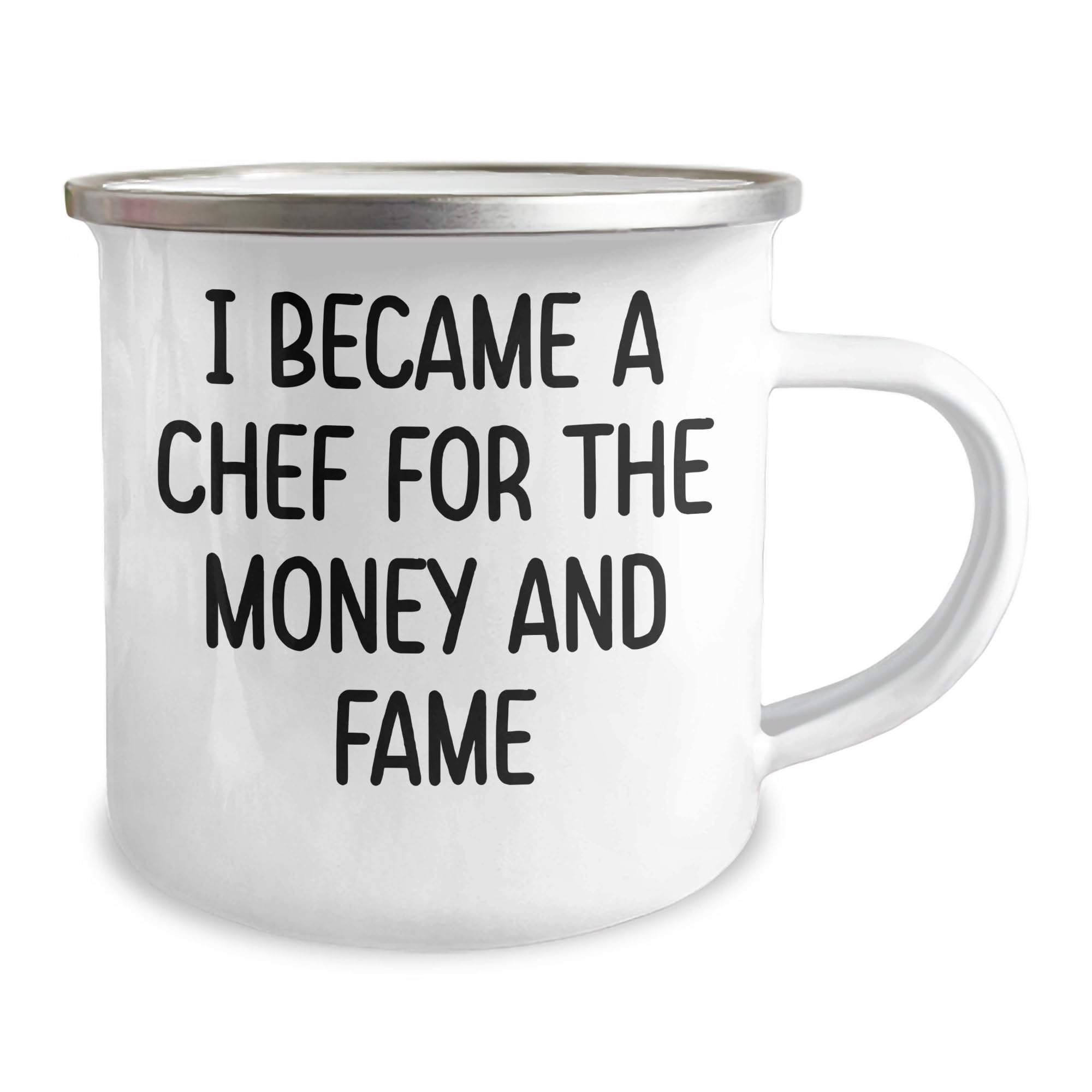 AddictiveDesignsCo Give the Gift of Fame to the Chef in Your Life, Camping Mug for Christmas, I Became A Chef For The Money And Fame, Chef Gifts, Funny Quote (156 characters)