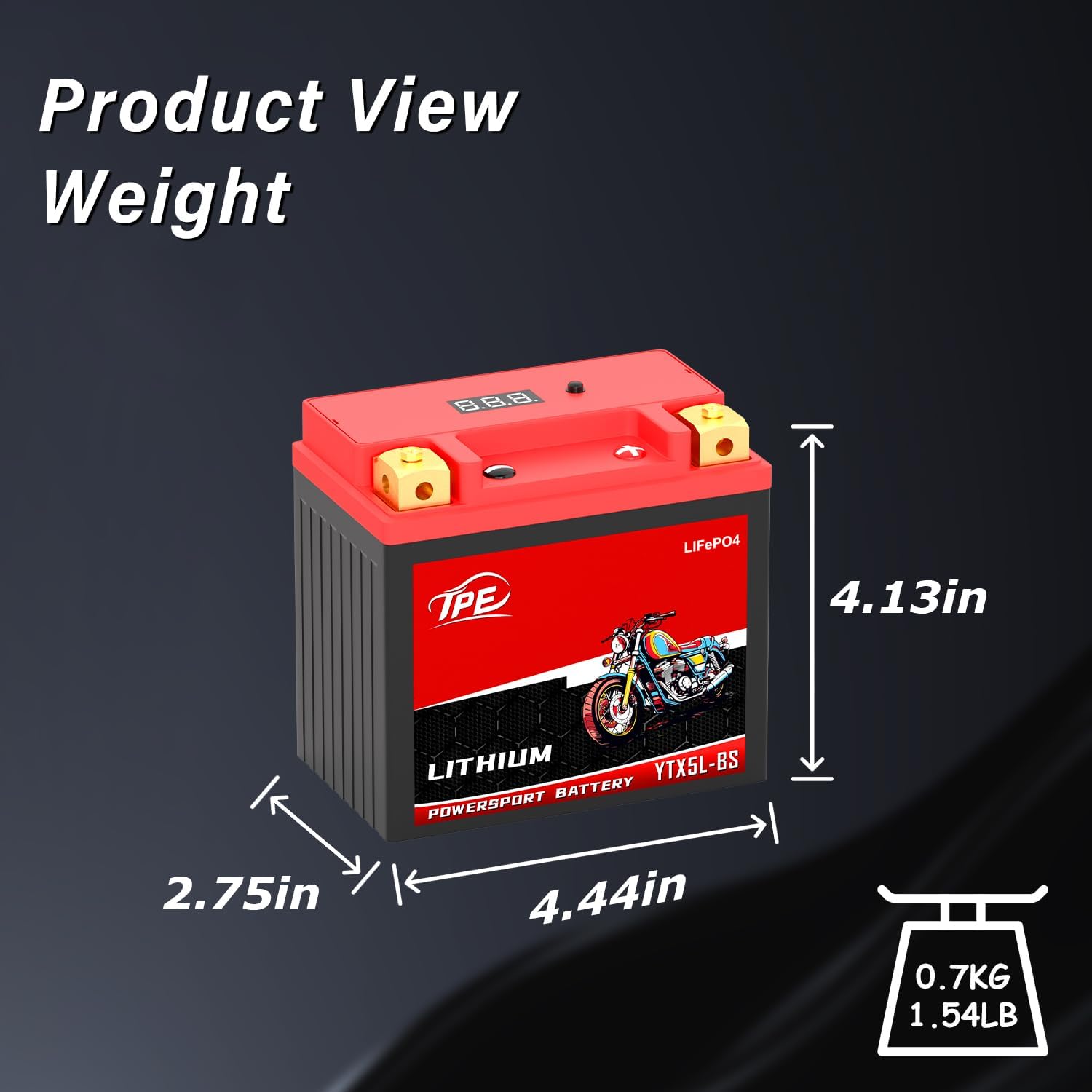 TPE Lithium Battery YTX7L-BS 12V4AH 320CCA for Motorcycles & ATVs – Smart BMS, LCD Display, LiFePO4 Engine Start