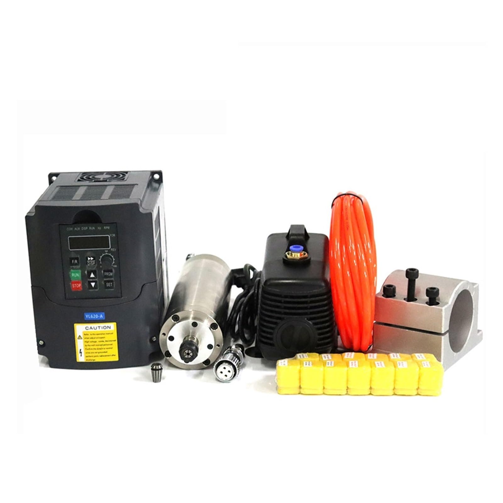 Motore mandrino CNC raffreddato ad acqua 1.5kw/2.2kw + VFD 2.2KW + morsetto 80mm + pompa + pinza ER20 13 pezzi for router,Azionamento di potenza(1.5KW 65mm ER11 set)