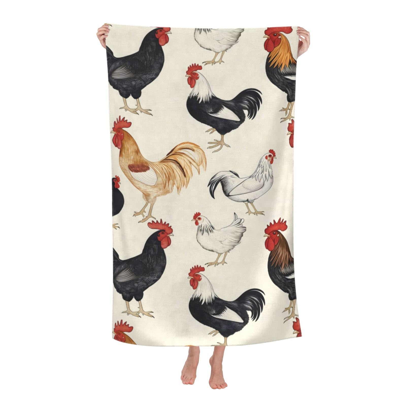 HLBSDM Chicken Beach Towel 31inx51in Farm Sand Free Microfiber Bath Towel Ultra Soft Quick Dry Pool Towel Absorbent Towel Lightweight Towel for Swimming Bathroom Decor