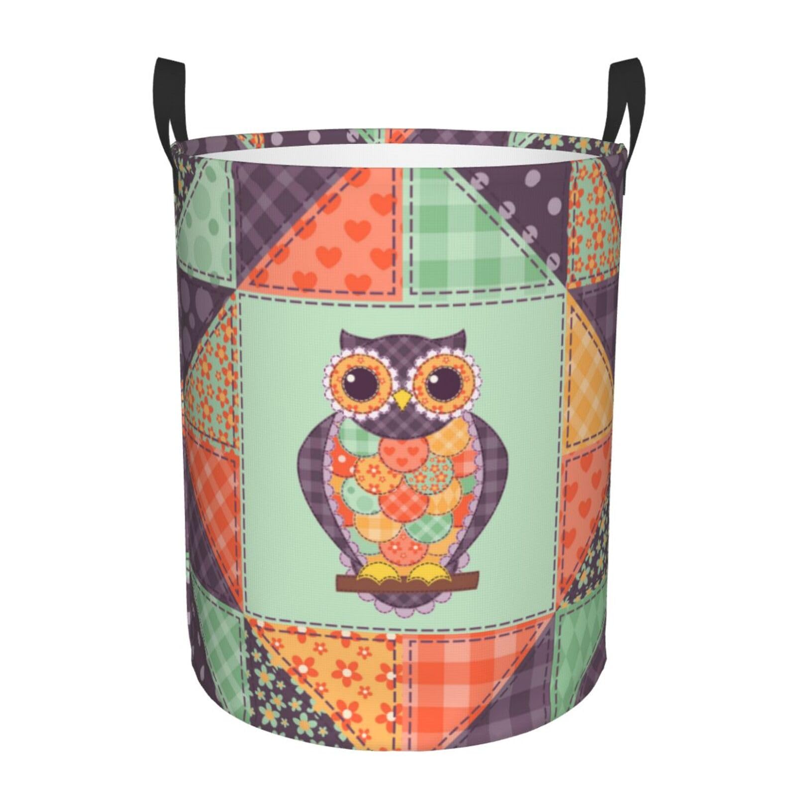 Laundry Basket Patchwork Owl Laundry Hamper Waterproof Idea Hampers Large Collapsible Baskets with Handle Suitable for Bedroom Bathroom Utility Room Kitchen