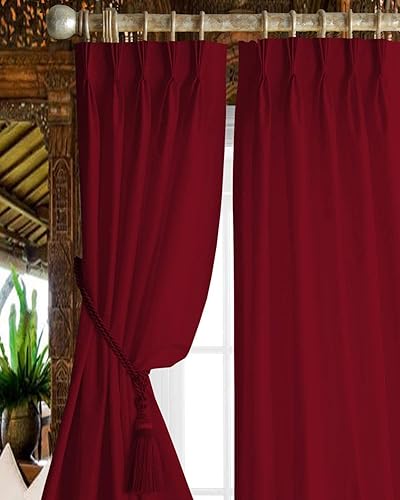 Magic Drapes Paneles de cortina plisados opacos para dormitorio, puerta corrediza, patio, ventana de oscurecimiento de habitación con alzapaños y